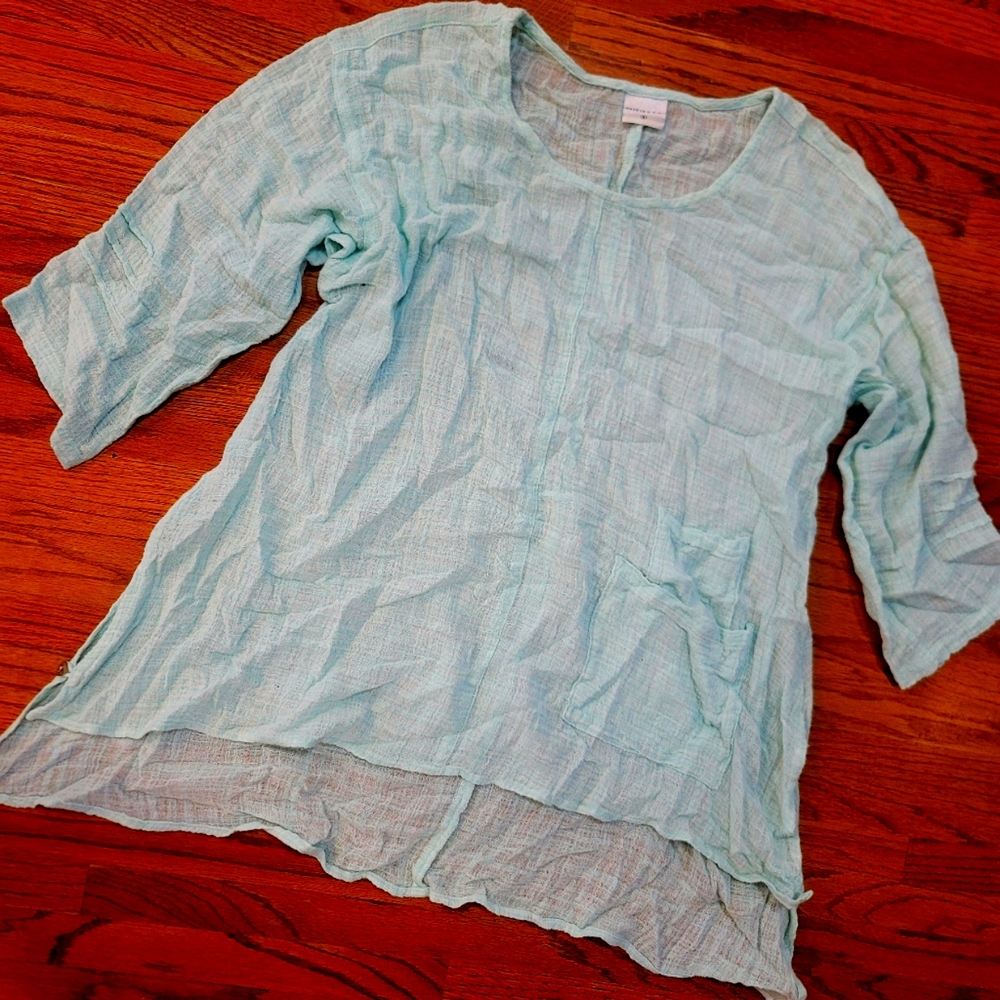 Sheer Beach, Athletic Lightweight Pretty Minty Teal 3/4 Sleeves Small Medium